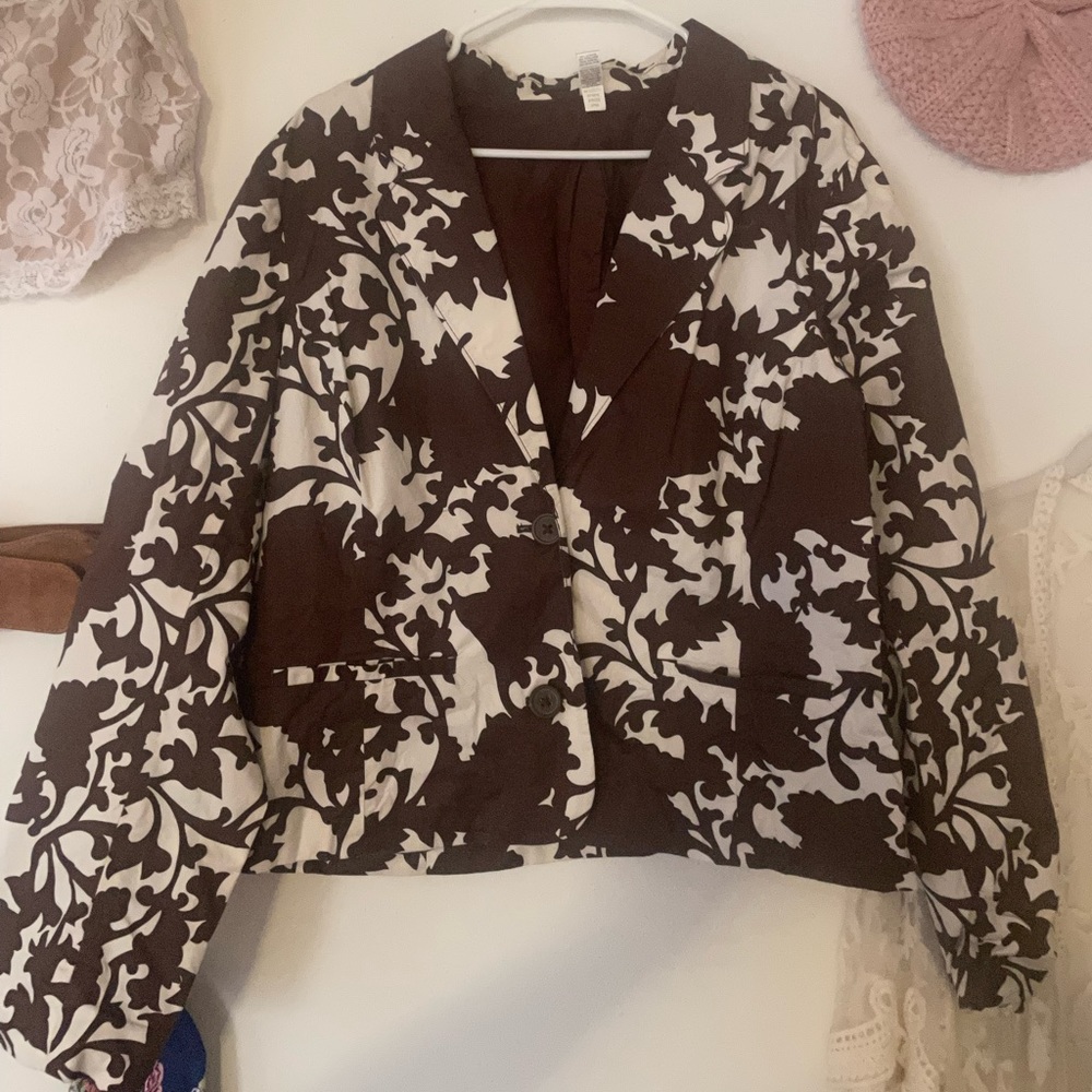 Brown and white blazer
